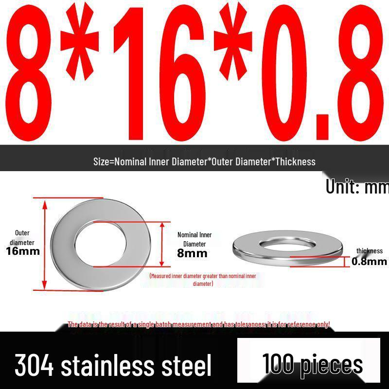 Thickened 304 Stainless Steel Flat Washer Spacer (M2-M36)