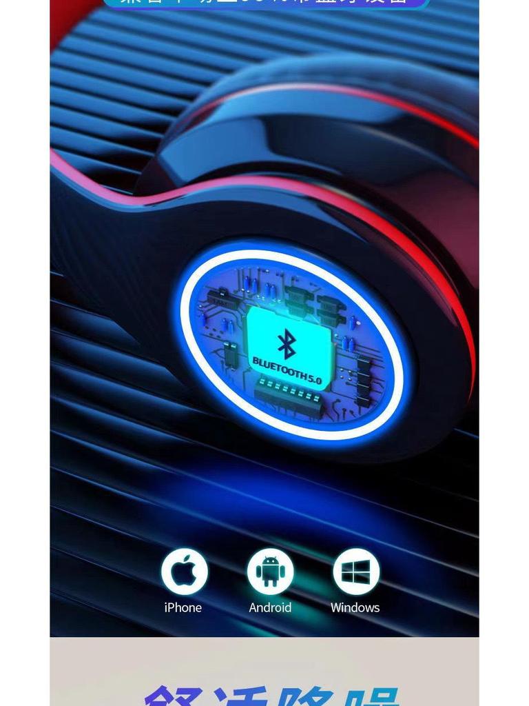 Grenzüberschreitendes, leuchtendes, faltbares, am Kopf montiertes kabelloses Bluetooth-Headset B39 mit starkem Bass