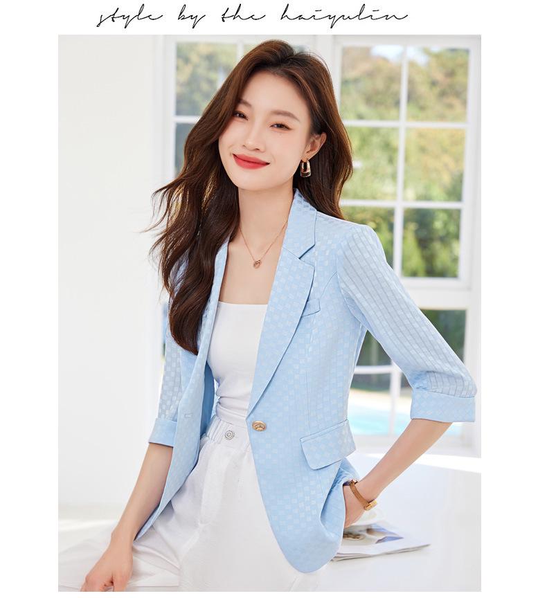 New Women's Elegant Casual Black Mid-Sleeve Suit Jacket