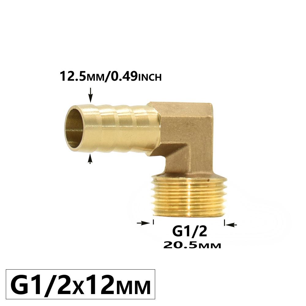 

Brass 1/2 Male Female Thread To 12/14/16/19mm Hose Barb Connector Elbow Copper Water Oil and Air Pipe Fitting Coupler