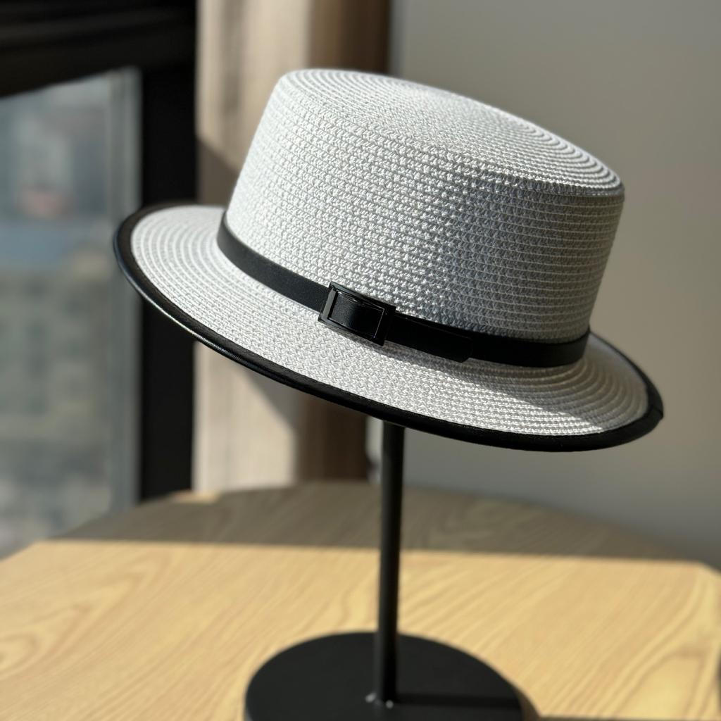 New Fashion Belt Decorative Straw Hat Women's Spring Summer Travel Straw Visor Sun Hat