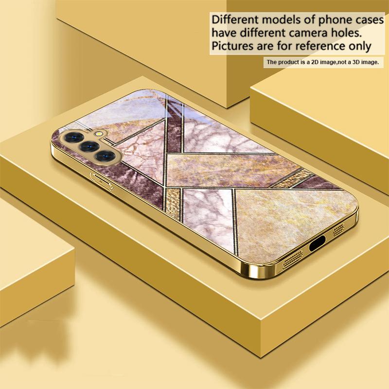 Blue marble texture For Samsung Galaxy S20 FE S21 S22 S23 Plus S24 Ultra 25Ultra S21+ S9+ S22Plus Golden glass phone case