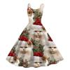 Women's Fashion Casual Christmas Print Sexy Off-the-shoulder Punk Retro Dress