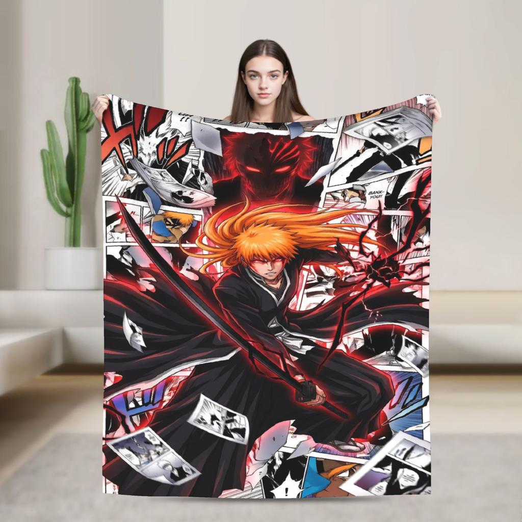 Urahara Kisuke Blankets Coral Fleece Plush Bleaches Anime Lightweight Thin Throw Blanket for Bed Bedspread