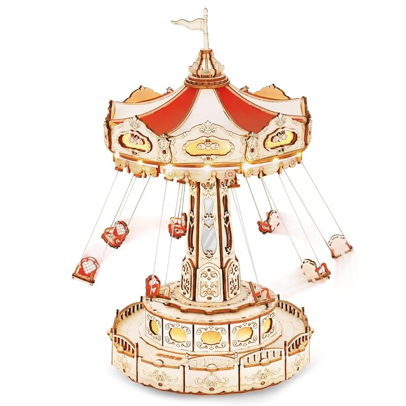 

Tsukurunsu® [Official Japanese sales/Japanese instruction manual included] Robotime 3D Wood puzzle amusement park series (swing ride)