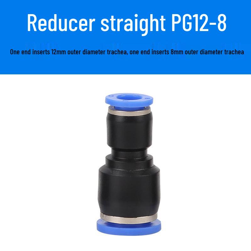 Straight Quick Push-In Pneumatic Air Tube Connector, PU Sizes 6-16, Plastic Two-Way Joint