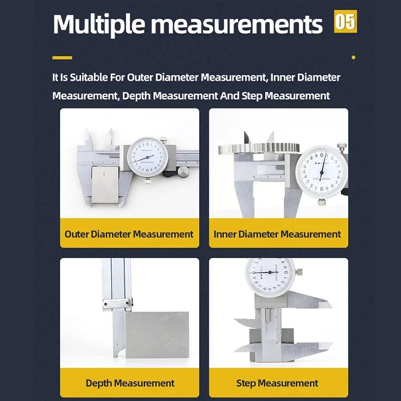 Vernier Caliper Professional Pachymeter Carpentry Tools Measuring Tool Micrometer Ruler Stainless Steel Pachometer Dial Caliper