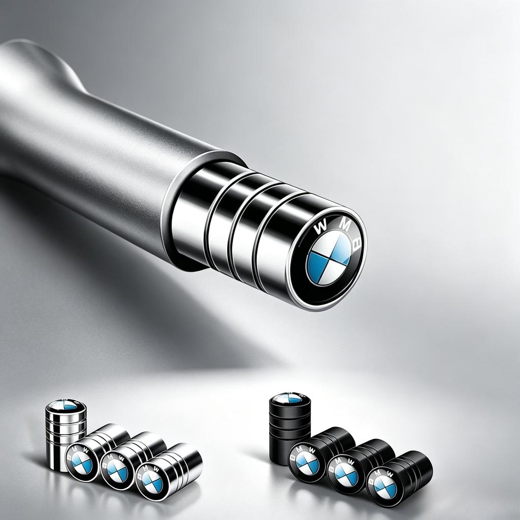 Black Silver BMW Logo Tire Valve Stem Caps 4PCS DL8