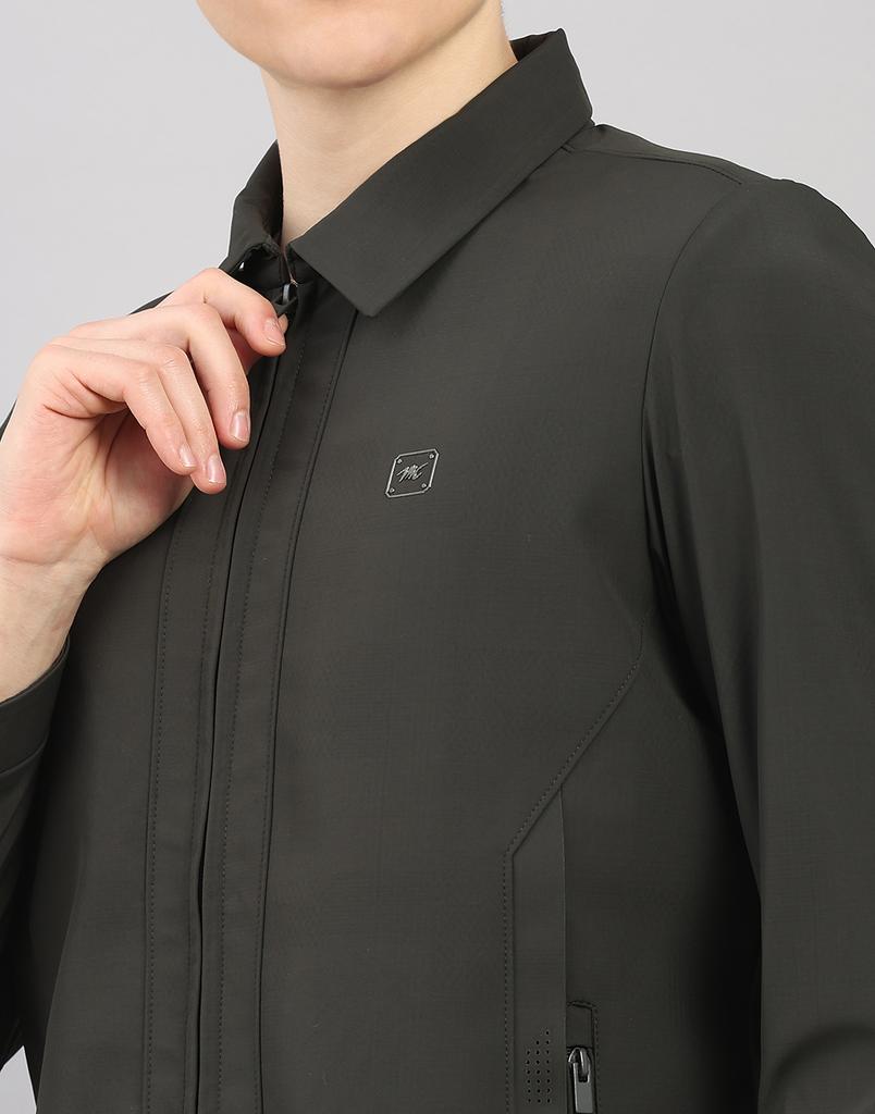 Monte Carlo Men's Regular Fit Solid Stand Collar Full Sleeve Jacket