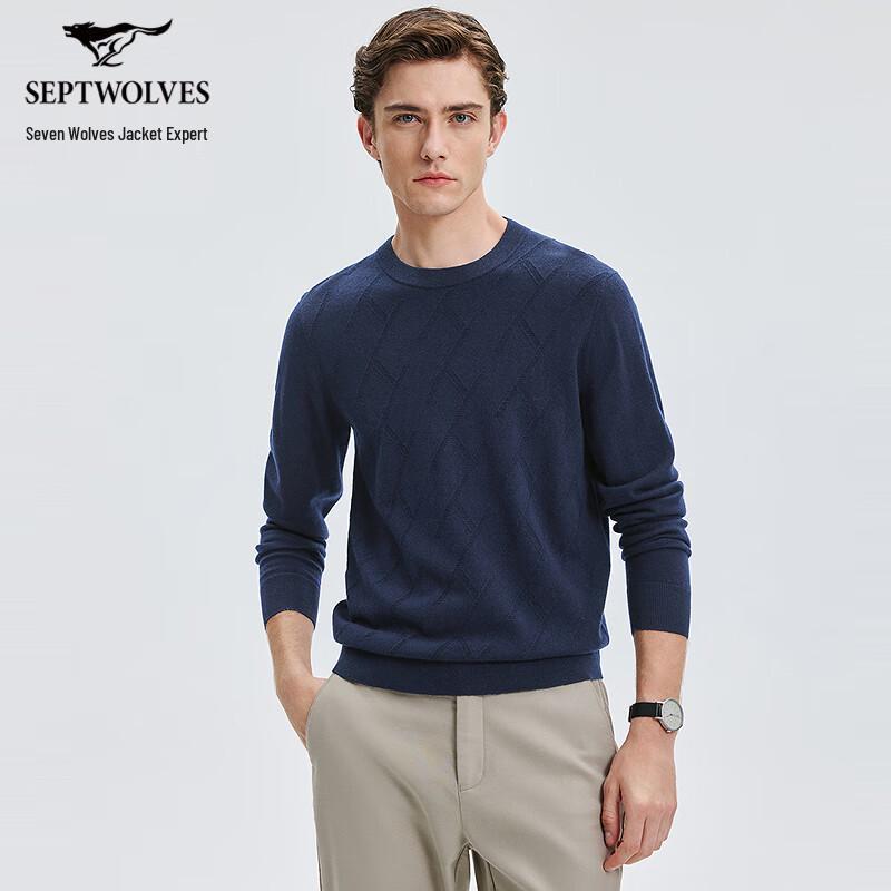 

SEPTWOLVES Men s 100% Pure Wool Round Neck Sweater XL