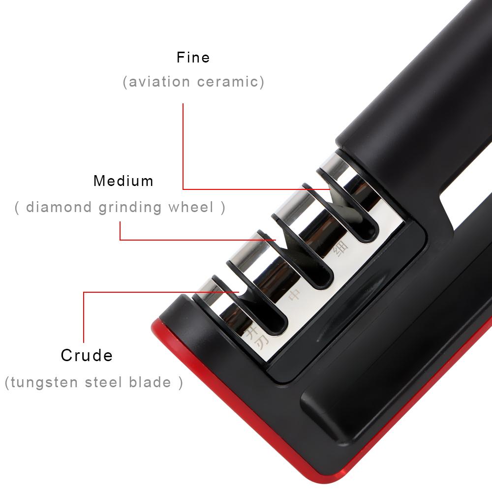 Haushaltsschleifstein Schärfstein Messerschärfwerkzeug Professioneller 3-Stufen-Schärfer Küchenwerkzeuge