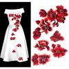 5 Stück/Set Rote Blume Bestickte Nähflicken Für Kleidung Kleid DIY Dekoration Reparatur Applikation