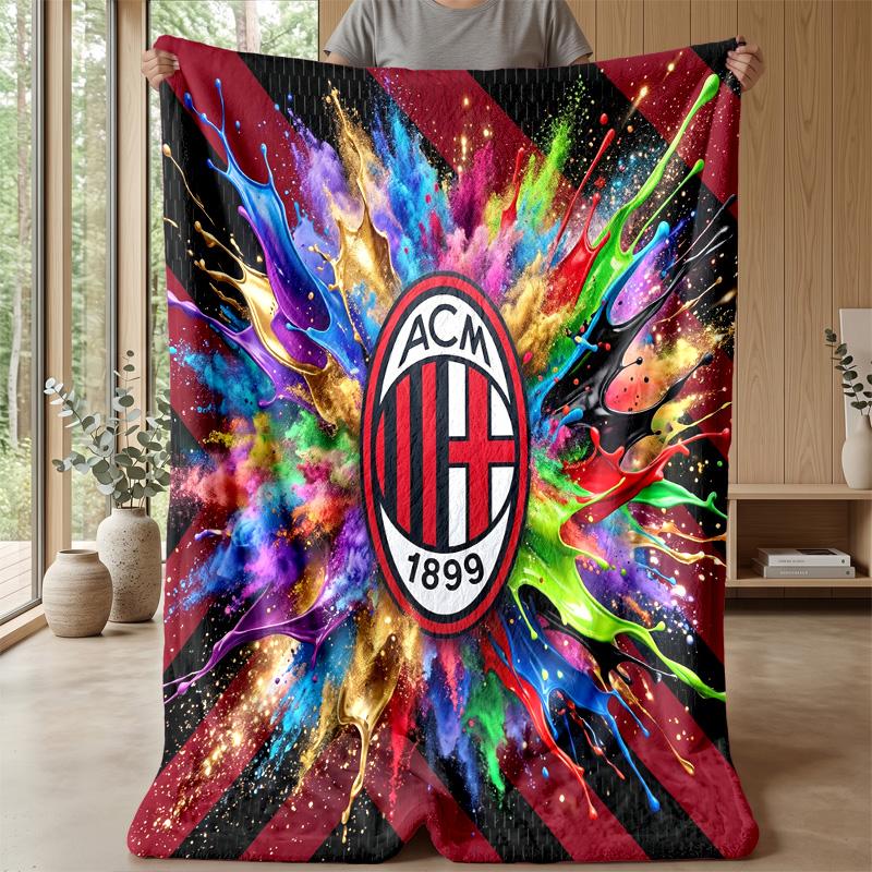 AC Milan Theme Blanket Soft Flannel Blanket Plush Throw Blanket Cozy Sofa Bed Blanket for Home Decor