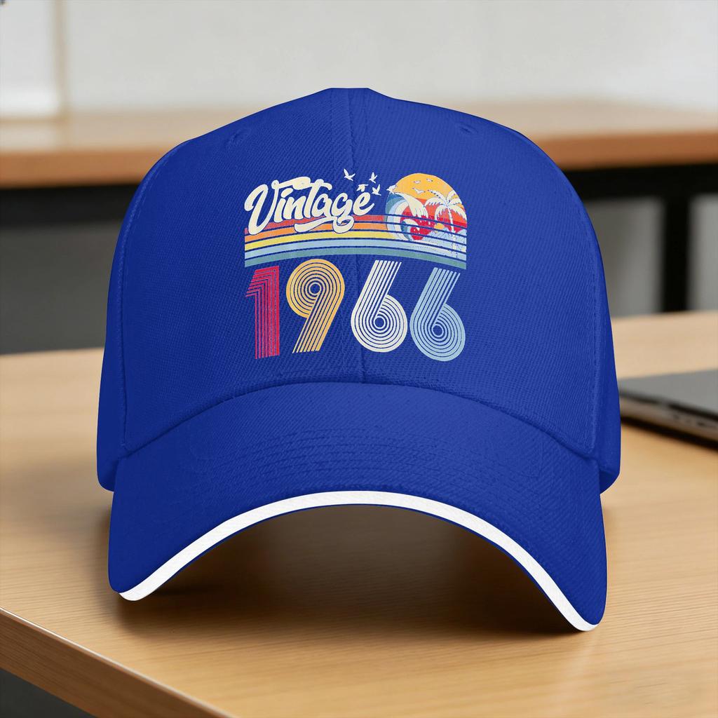 Vintage Born In 1966 60Th Birthday Baseball Cap  Tennis Skate Sun Visor Hip Hop Hats Men Women Vintage Design Snapback Cap