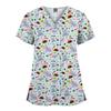 Quick-Drying Printed T-Shirt Short-Sleeved V-Neck Dental Oral Hand Wash Clothes Beauty Salon Pet Hospital Doctor Nurse Overalls