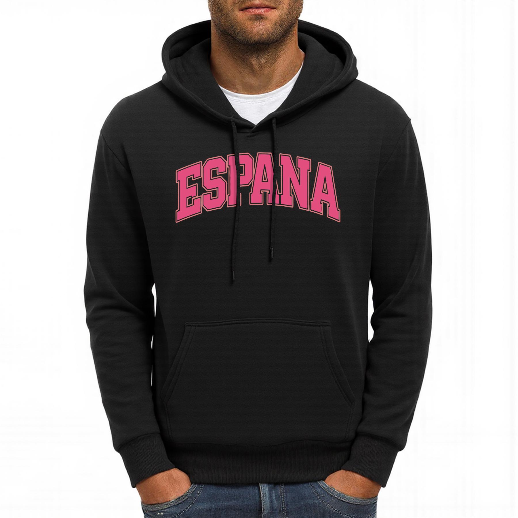 

España Letter Classics Prints Hoody Men Casual Oversized Pullover Autumn Fashion Hoodies Multicolor Pocket Male Sportswear 3XL