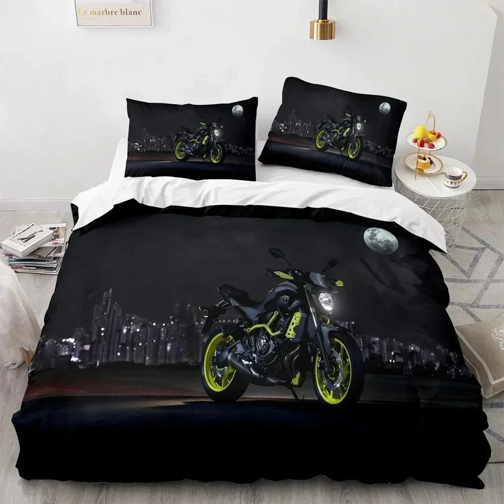 Top 3D Print Motorcycle Bedding Set Boys Girls Twin Queen King Size Duvet Cover Pillowcase Bed For boys Adult Home Textileextile