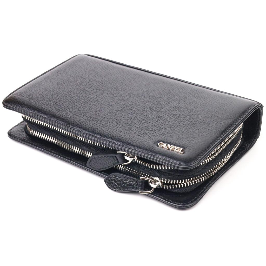 Original Men's Purse with Two Compartments Made of Genuine Grained Leather CANPELLINI 21567 Black