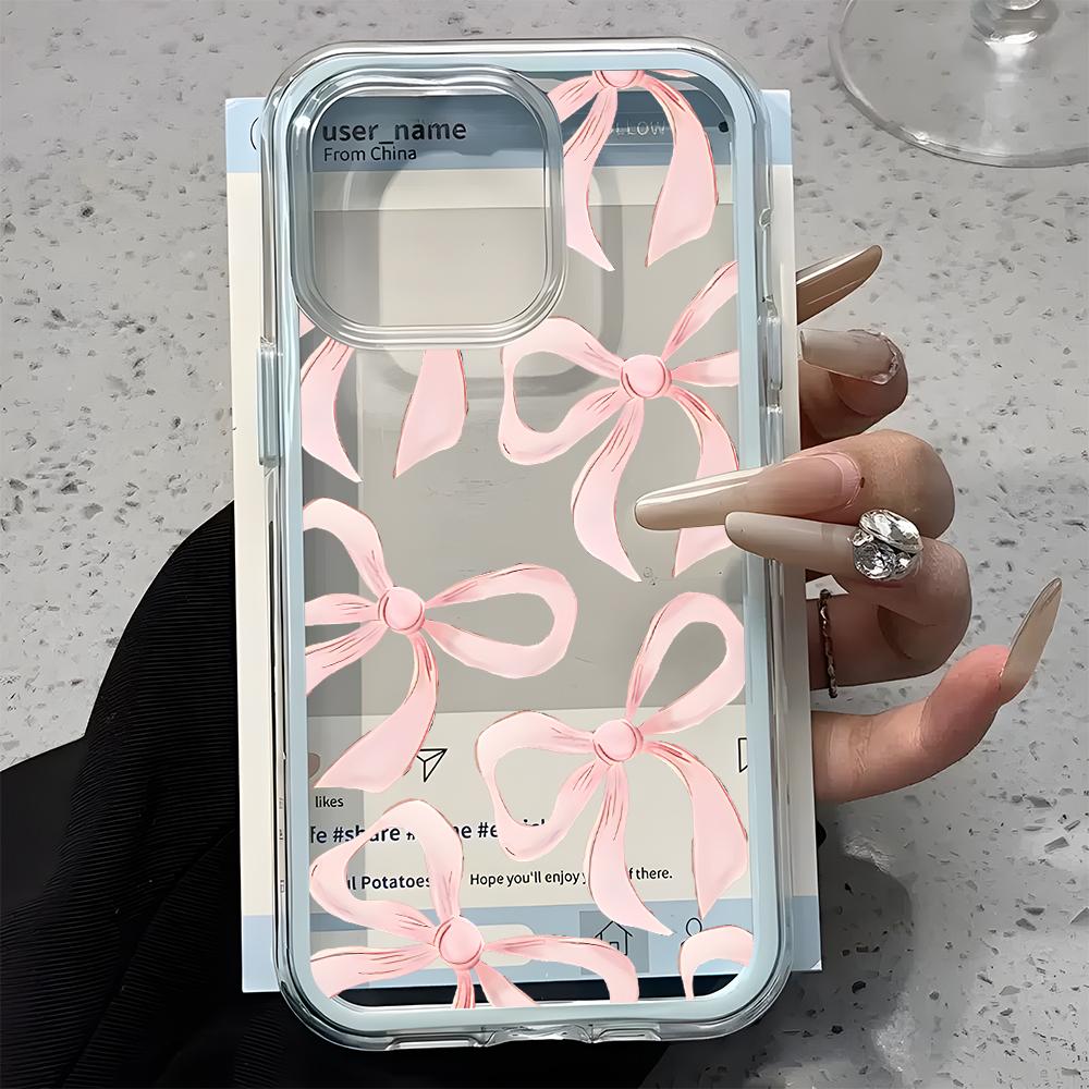 Eleganckie Różowe Wzory Kokardek Etui 2w1 Przezroczyste Dla Samsung Galaxy S26 Ultra S25 S23 FE S24 S22 Plus A57 A37 A55 A54 A36 A35 A16 Pokrowiec