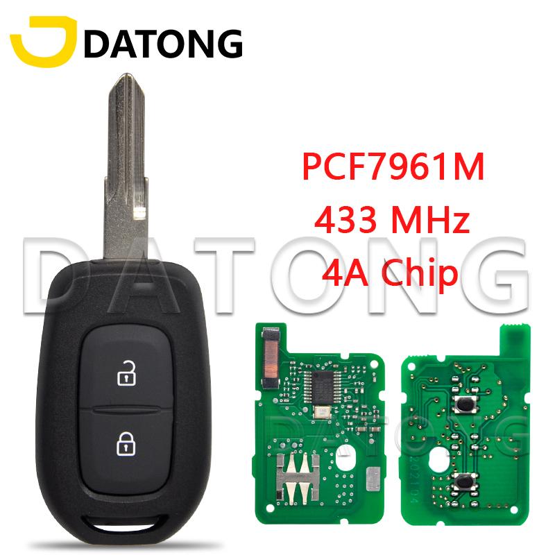 Datong World 2 Button 4A PCF7961M 433MHz With VAC102 Blade Car Remote Key For Renault Sandero Logan Lodgy Dokker Dacia Duster