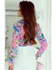 Azura Exchange Buttoned Sheath Long Sleeve Shirt with Abstract Floral Print