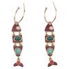 Spanish retro enamel fish pattern design pendant earrings new super fire temperament feminine earrings
