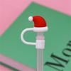 Christmas Straw Covers Cap Cartoon Silicone Drinking Straw Plug Tips Reusable Dust-proof Cup Cap Home Party Decoration