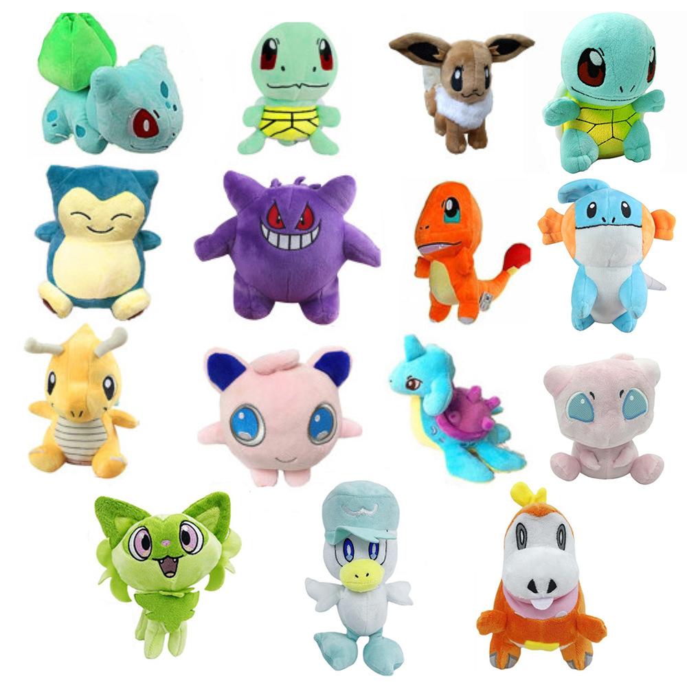 

15pcs/lot Mixed Bulbasau Squirtle Dragonite Charmander Snorlax Plush Toy For Christmas Gift 15 20cm