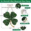 St. Patrick's Day Four-Leaf Clover Wreath: Lucky Green Decor for Doorways, Fireplaces, and Walls