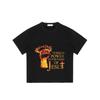 Black T Shirt with Flame Fist and Jesus Cross Print for Religious Faith and Spiritual Inspiration