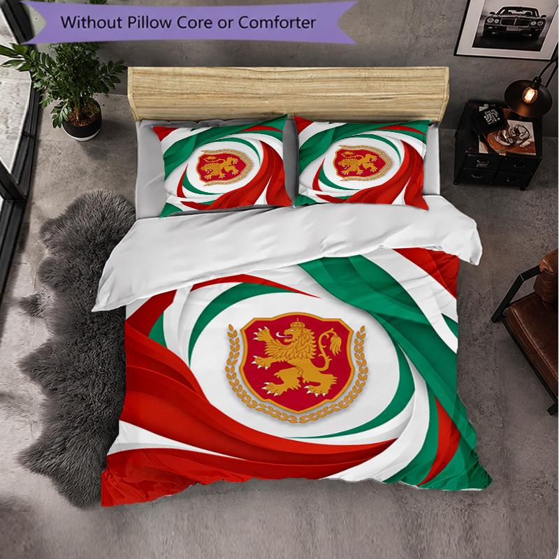Hungary Football Pattern 3 Pieces Bedding Set Soft Microfiber Duvet Cover with Pillow Cases for Bedroom