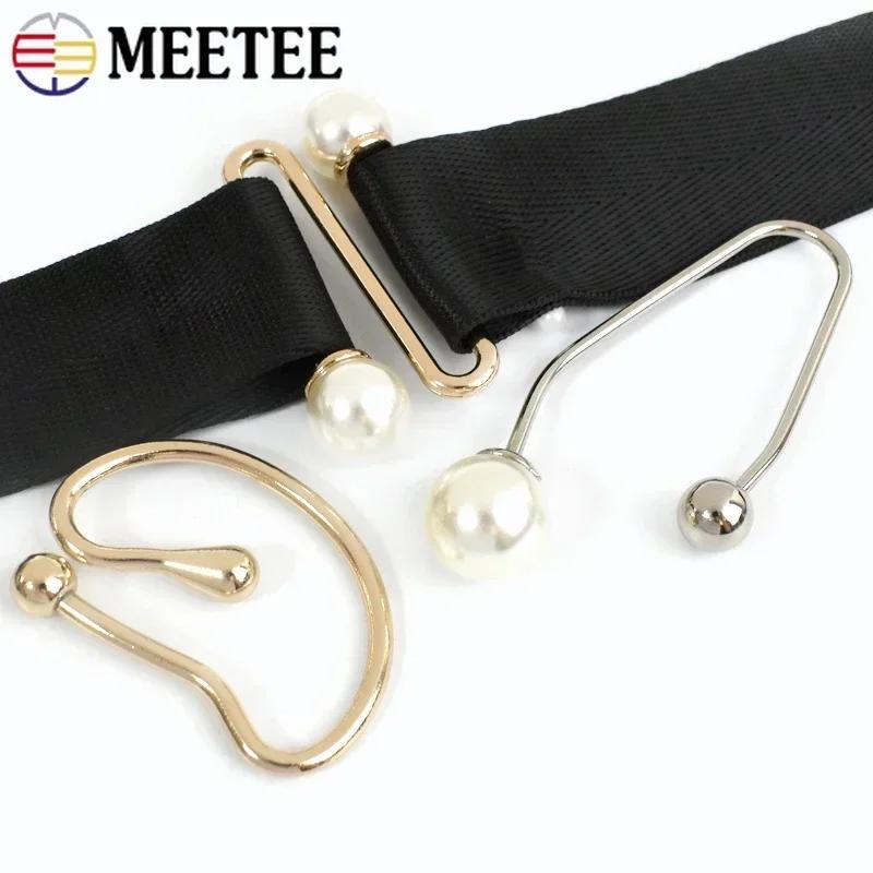 Meetee 2/5Pcs Pearl U-shaped Metal Hook Detachable Irregular Spiral Button Dress Shirt Collar Screw Clasp Hardware Accessories