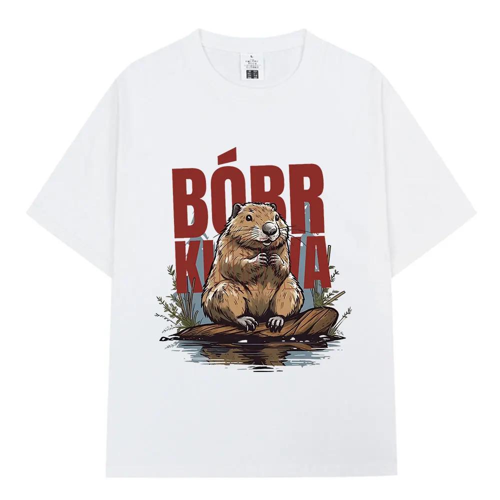 Bober Kurwa Bobr T-shirt Funny Beaver Meme Graphic T Shirts Men Women Cotton Casual Loose Short Sleeve T-shirts Tops Streetwear