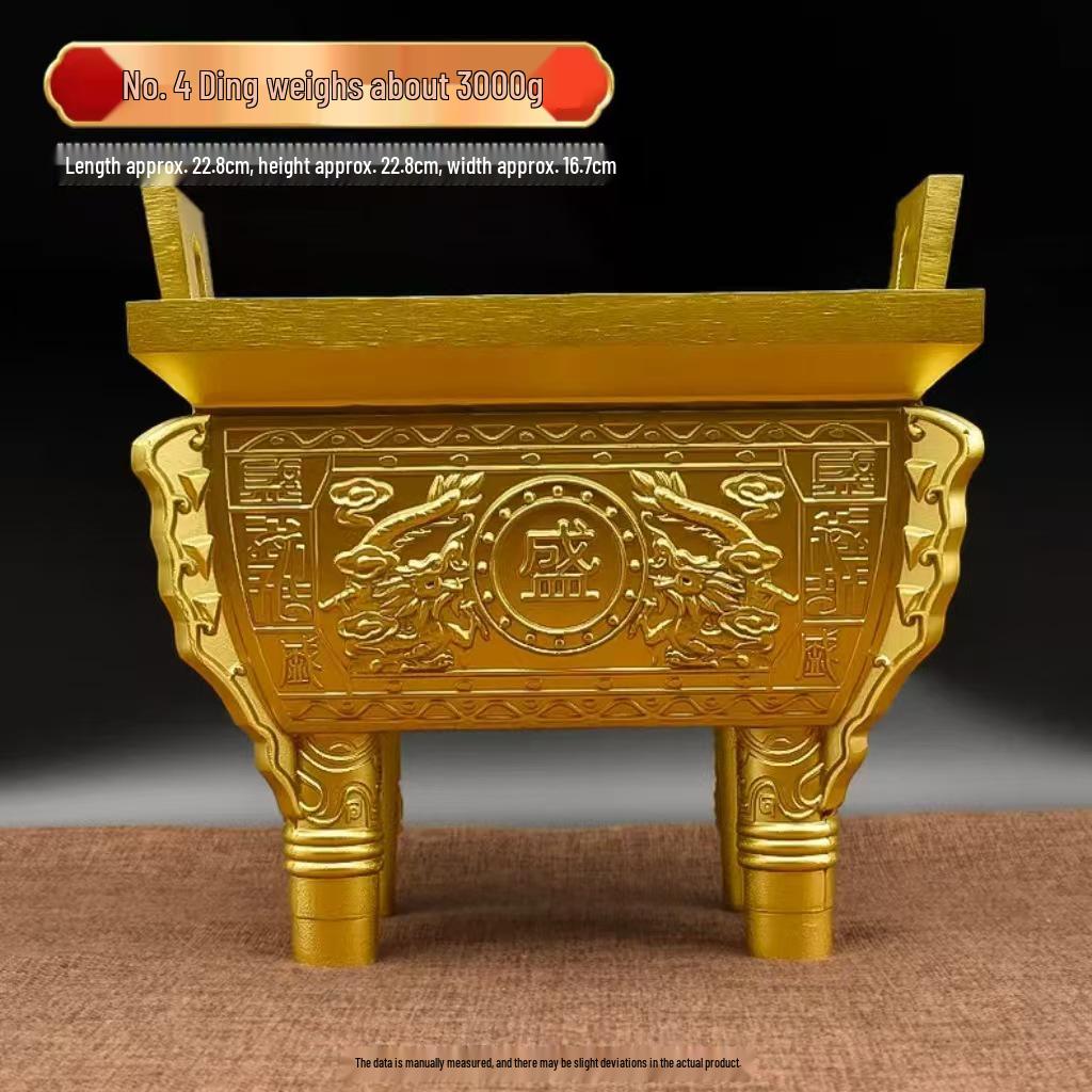 Brass and Copper Double Dragon Ding: Decorative Office & Home Ornament