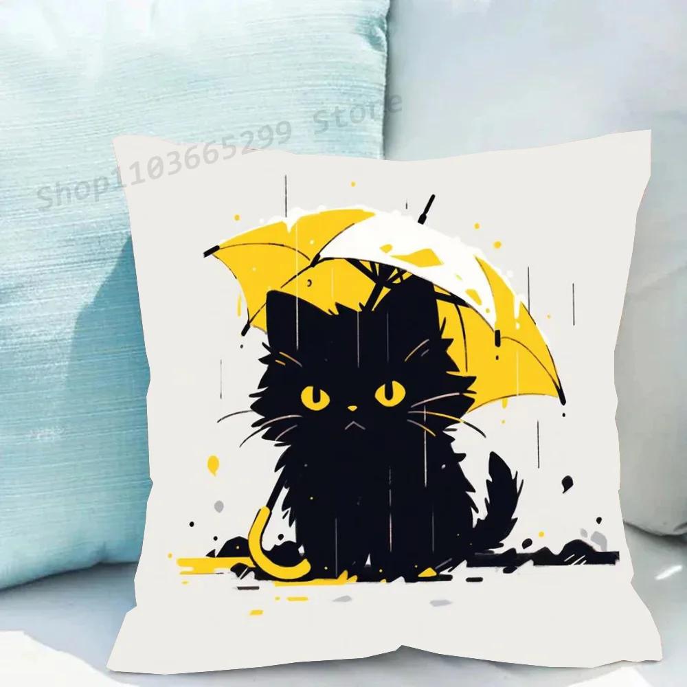 Black Cat Pillow Case Sofa Cushion Cover Room Home Decoration