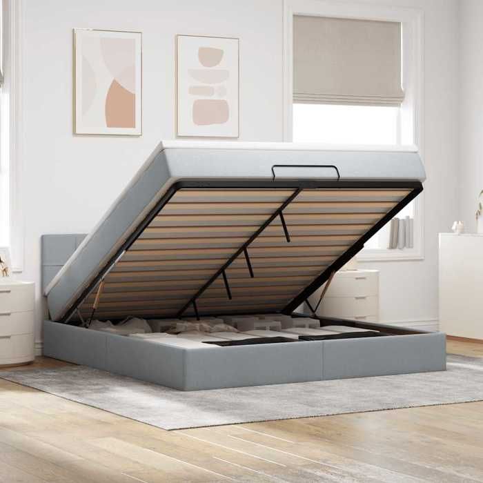 VidaXL Ottoman Bed Frames and Mattress Light Grey 180x200 Cm Fabric 3311477
