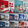 Premium Christmas Shower Curtain With Toilet Seat Cover Mats Rug Set For Stylish Holiday Bathroom