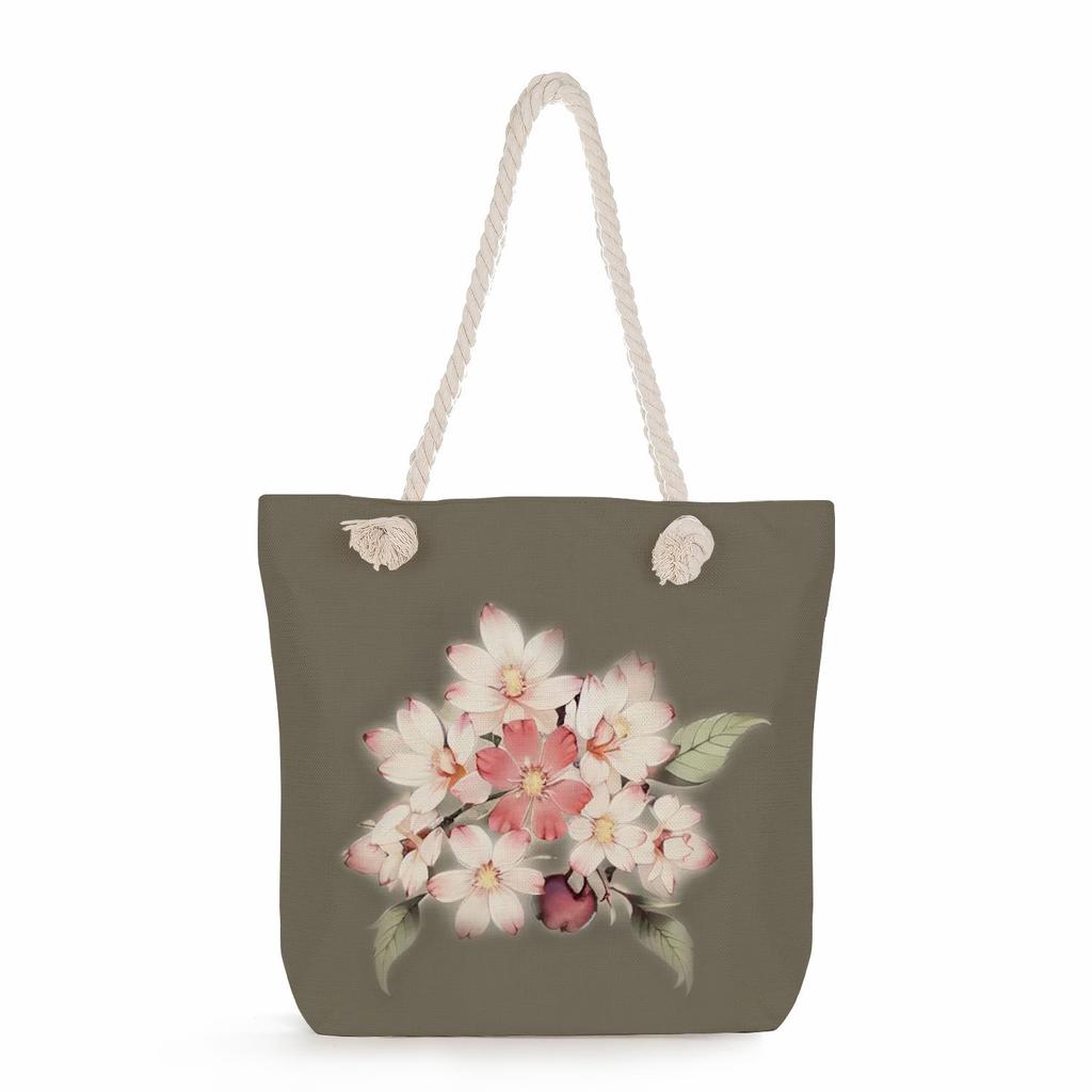 Flower Print Thick Rope Single-shoulder Beach Bag 7318 CLE