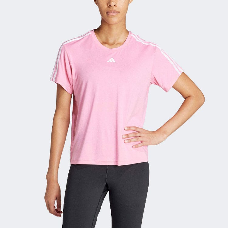 Adidas T Shirts Women's Pink Crew Neck Moderate Straight Fit IS4215