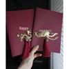 Dragon & Phoenix Red Double Happiness Wedding Vow Card Set with Gift Pen