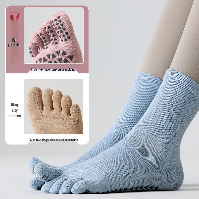 Women's Non-Slip Five-Toe Yoga & Pilates Socks - Professional Cotton Split-Toe Design