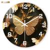 Golden Butterfly Elegance Wall Clock, Luxe Marble Background Decor, Glamorous Home or Office Timekeeper