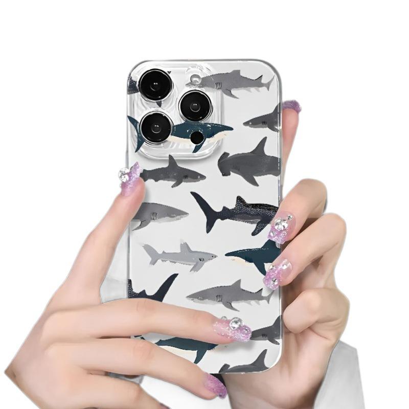 Shark Transparent Phone Case for iPhone 16E/15/14/13/12 Pro Max/11/7 Soft Cover