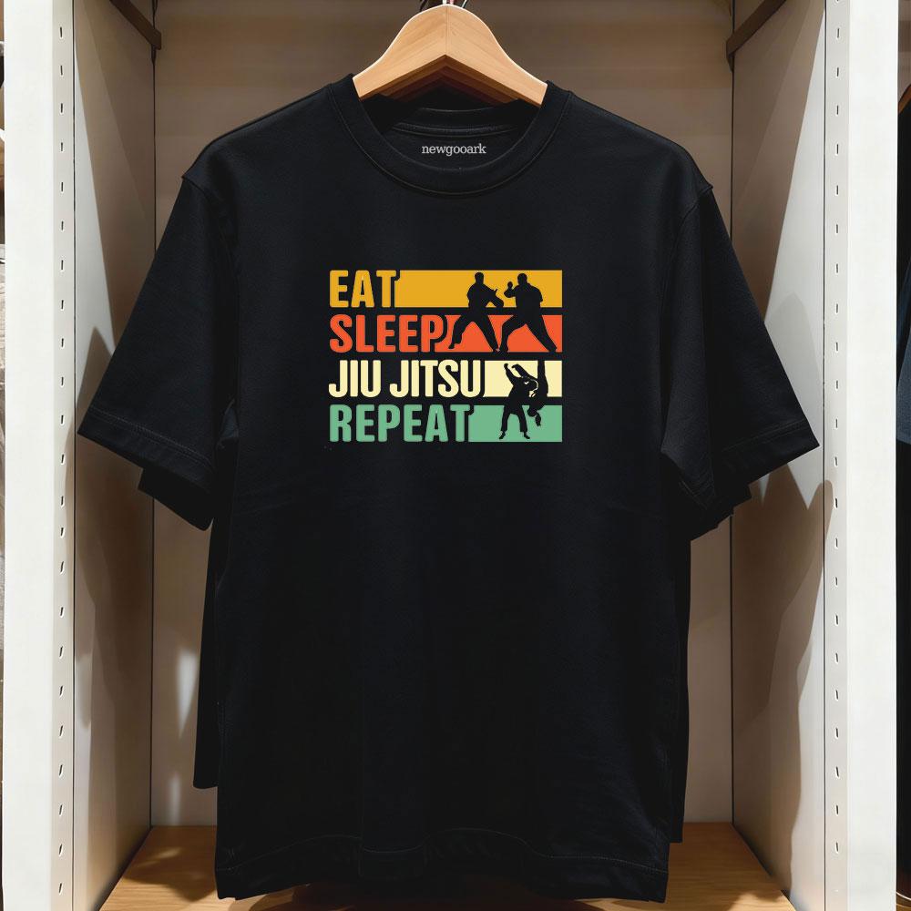 Eat Sleep Jiu Jitsu Repeat Essential TShirt Women Unisex Casual Cotton Graphic T Shirts Creative Streetwear Camisetas Ropa Hombre