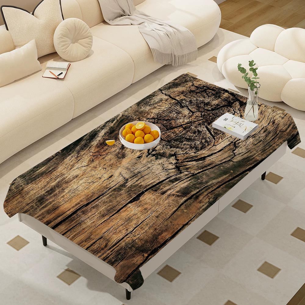 Beautiful Wood Rectangular Tablecloths Washable Wedding Party Kitchen Dining Living Room Birthday Decoration Table