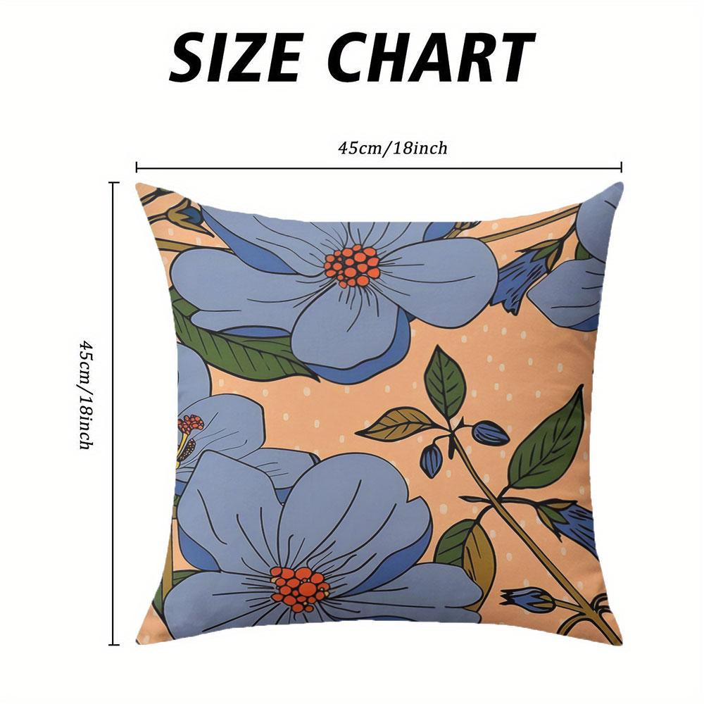 Blue Flower Polka Dot Pattern Square Jacquard Pillow Cover for Sofa Office Waist Cushion Cover Home Decorative Pillowcase