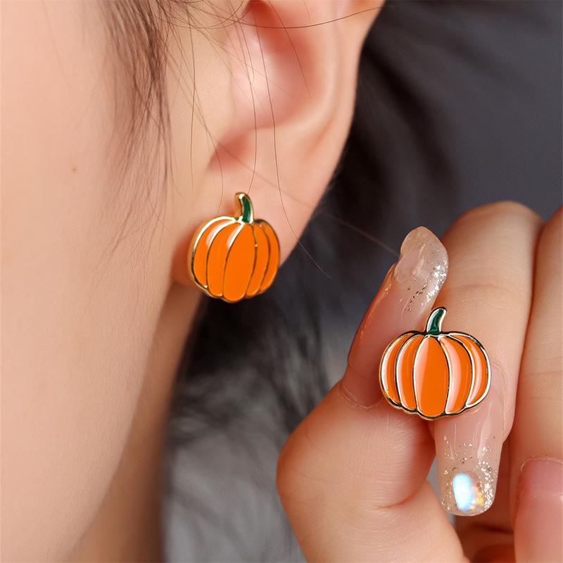 

Cao Shi Realistic Pumpkin Earrings - Festive Christmas Halloween Accessories, Hot Selling Holiday Gift, Stylish Matching Earrings