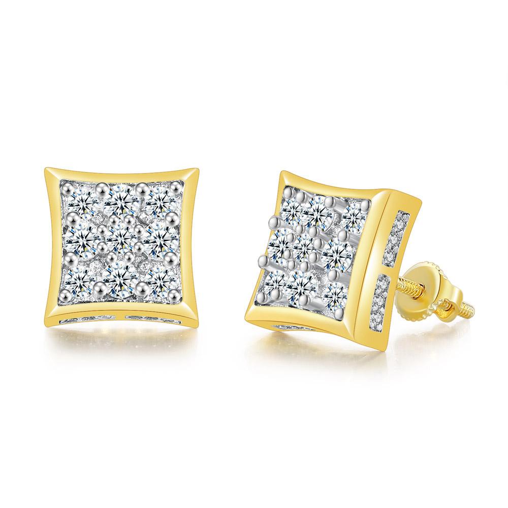 Hiphop Rock Stud Earrings For Women Classic Gold Color Jewelry Crystal Iced Out CZ Piercing Cartilage Ear Accessories Wholesale