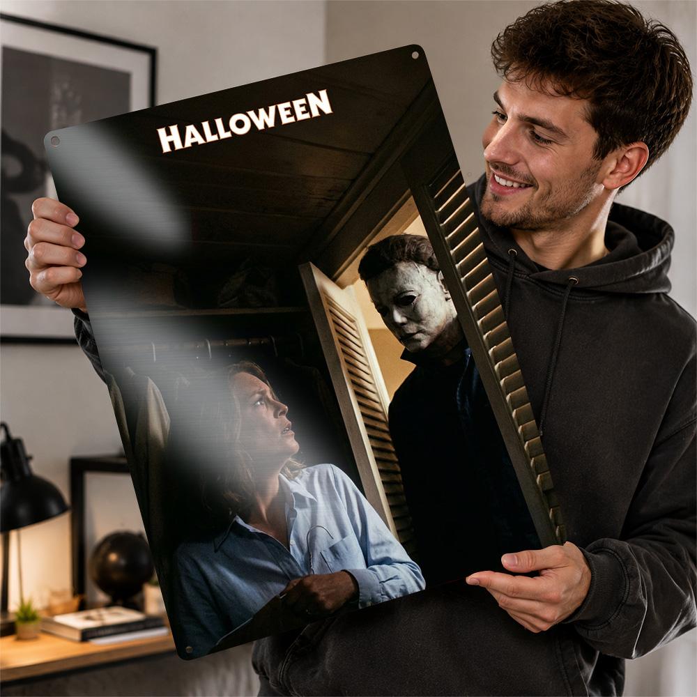 Halloween Movie Featuring Michael Myers D Texture Printed Poster Custom Vintage Metal Tin Plate Sign for Wall Art Decor Luxury