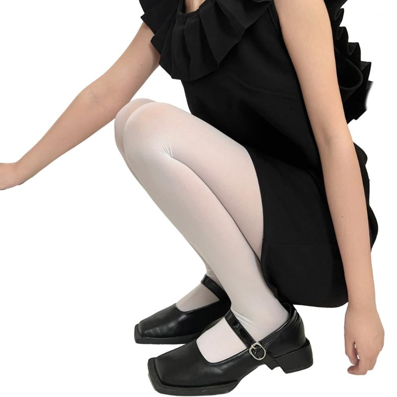Run Resistant Solid Colored Semi Opaque Footed Tights High Waist Pantyhose Control Top Tights Halloween Cosplay Costume